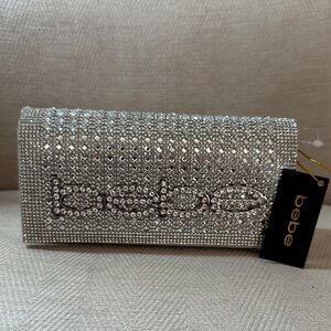 Bebe Sparkling Silver Clutch